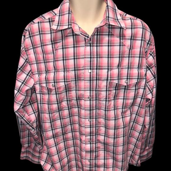Vintage Wrangler Plaid Pearl Button Up Western Shirt Medium #69 Chest 23” Flat - Picture 3 of 6